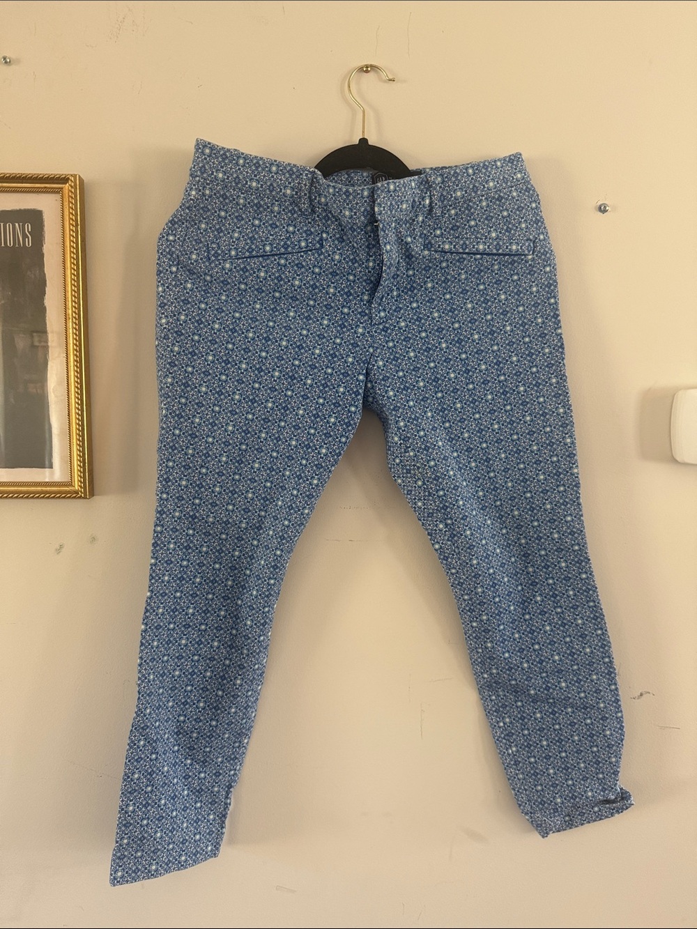 GAP Blue Micro-Floral Skinny Pants